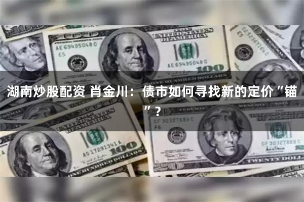 湖南炒股配资 肖金川：债市如何寻找新的定价“锚”？