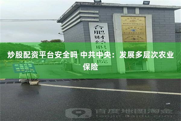 炒股配资平台安全吗 中共中央：发展多层次农业保险