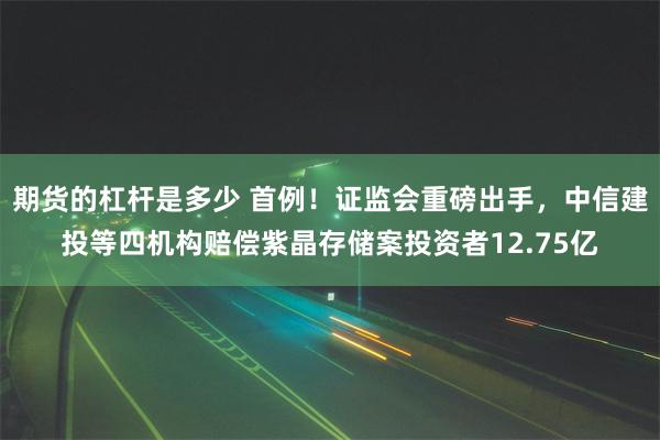 期货的杠杆是多少 首例！证监会重磅出手，中信建投等四机构赔偿紫晶存储案投资者12.75亿